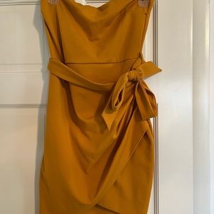 strapless orange cocktail dress short